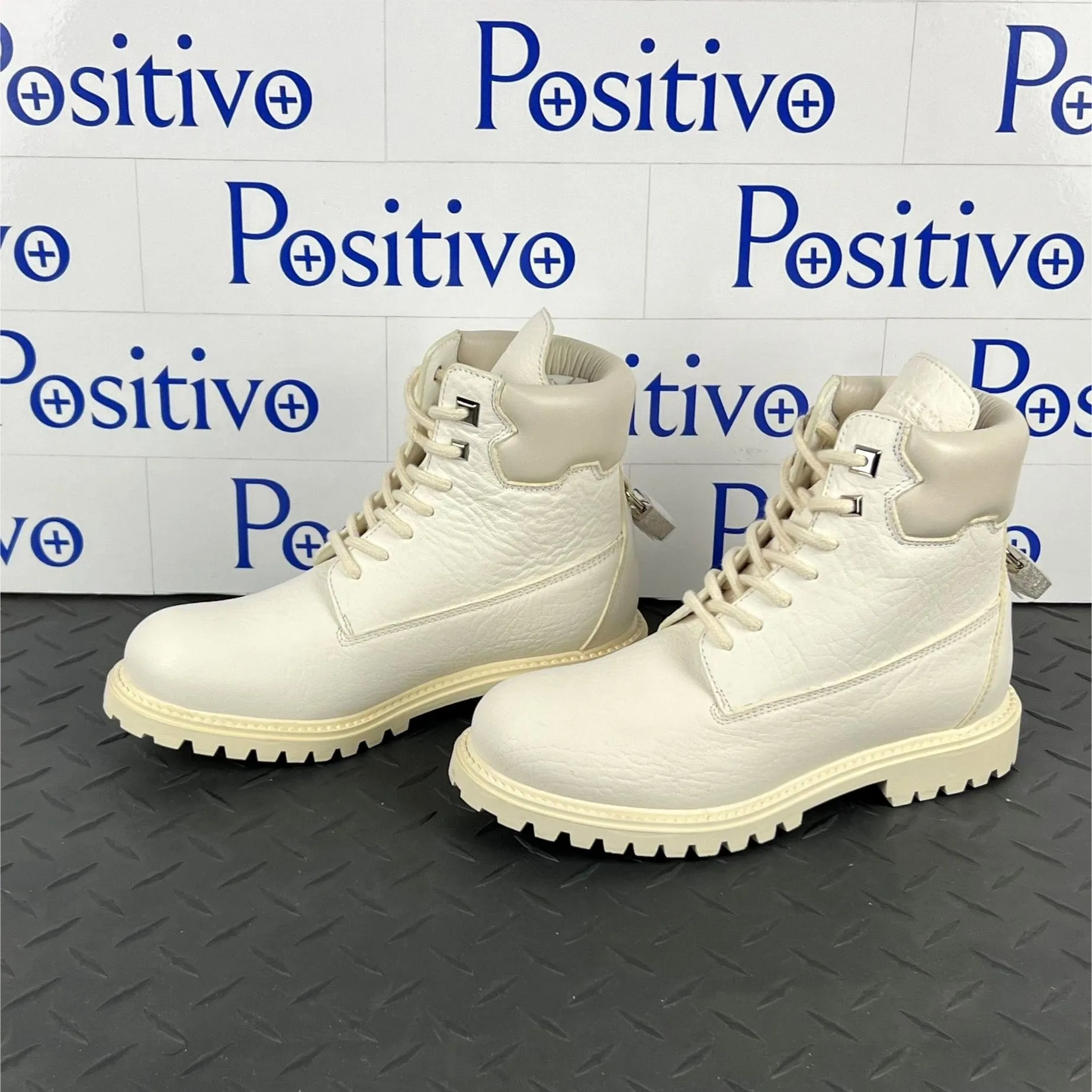 Buscemi Women's Site Boot Off White Leather Boots SAMPLE