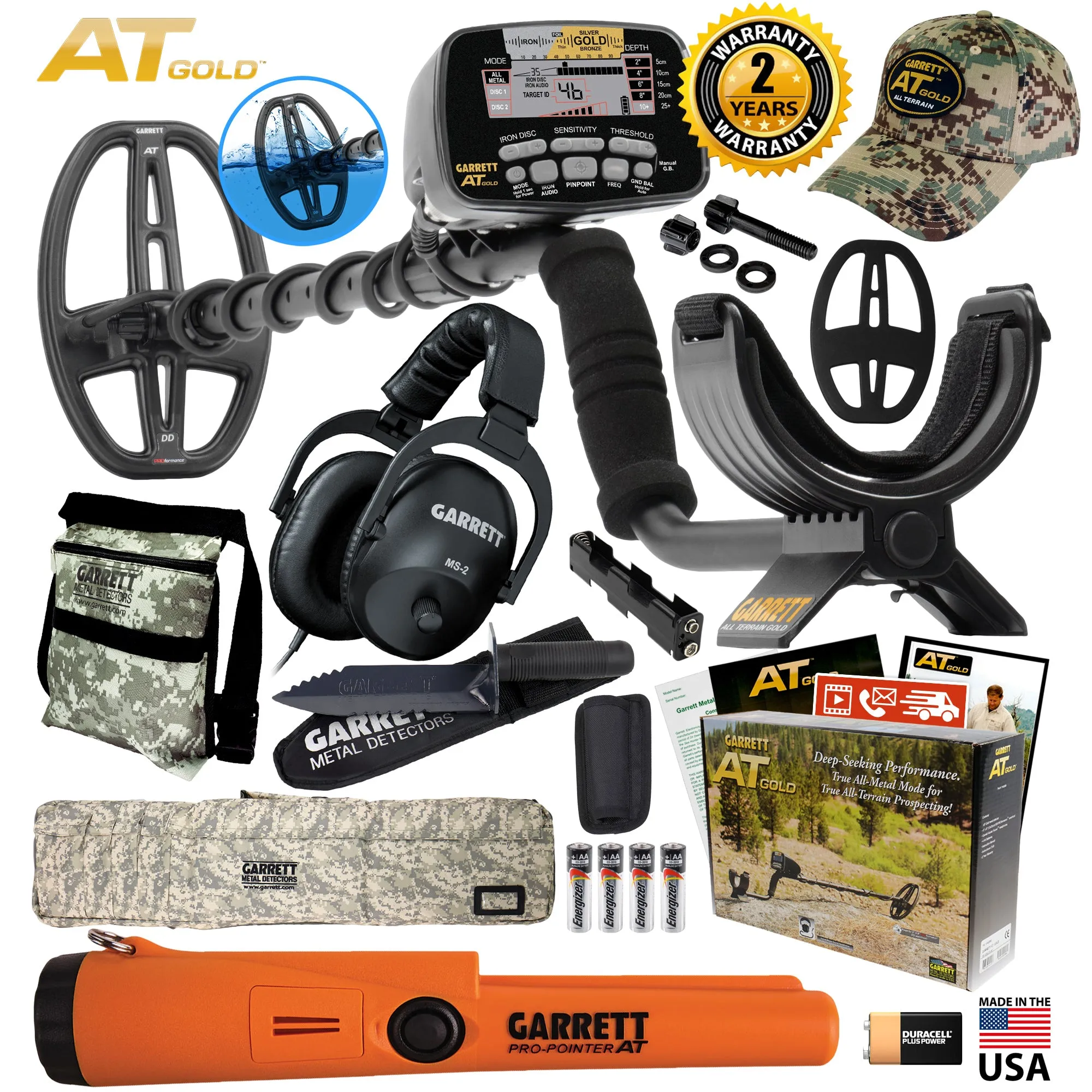 Garrett AT Gold Spring Pack AT Pinpointer Bag Pouch Digger MS-2 Headphones Cap