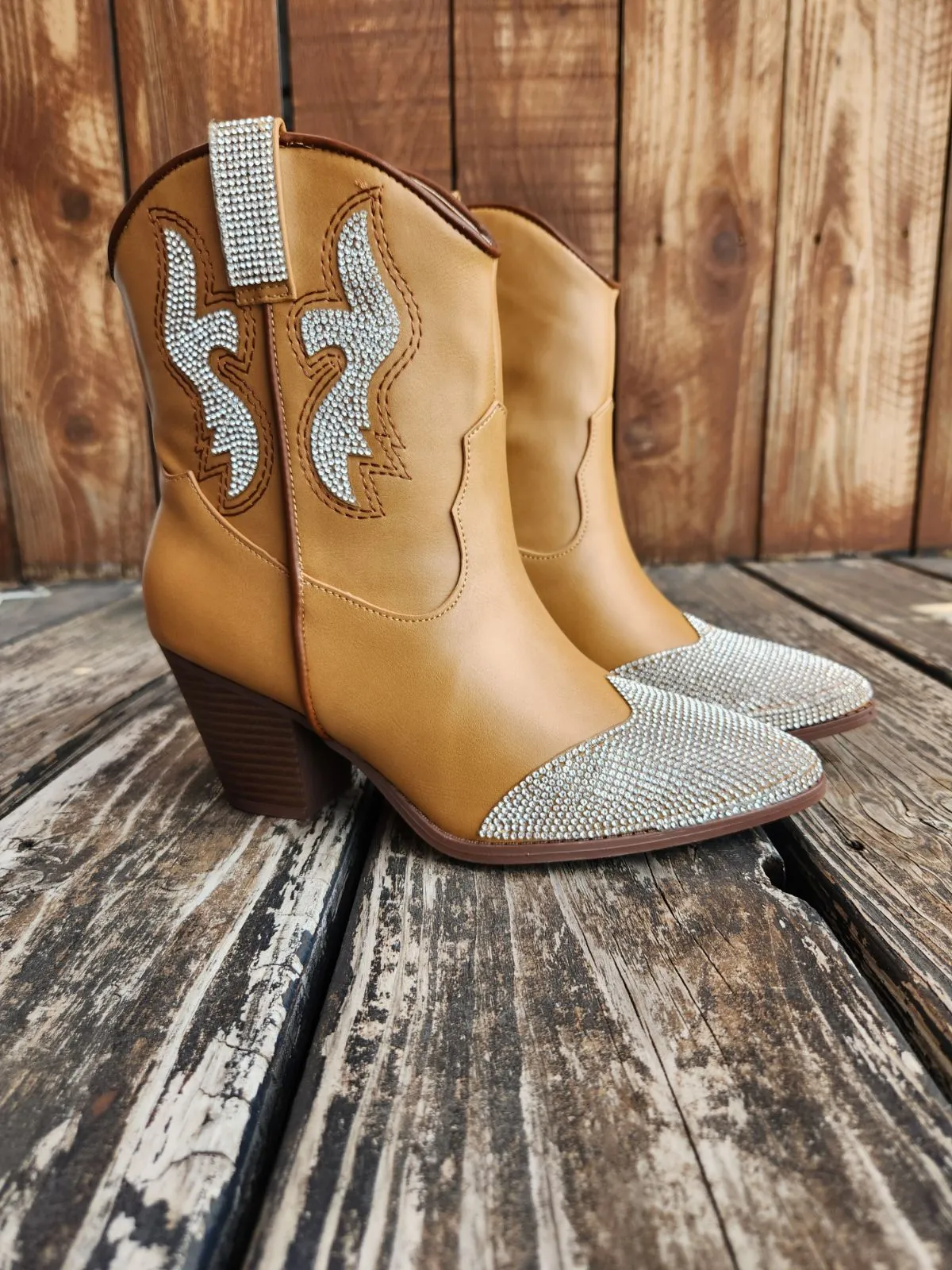 Tan Sparkle Western Zane Bootie